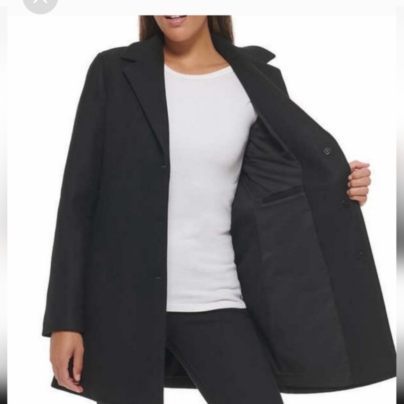 DKNY Ladies Wool Blend Coat - BLACK nwt - Picture 2 of 4